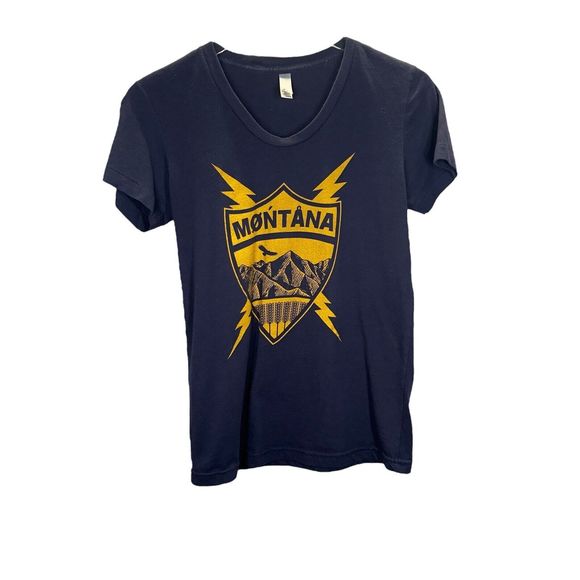 American Apparel Tops - American Apparel Women's M Montana Blue & Yellow Short Sleeve Stretchy T-Shirt
